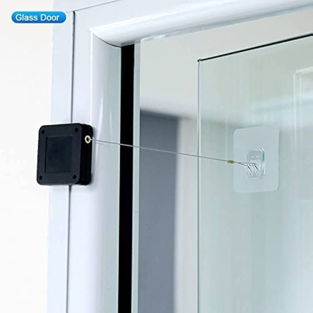 Universal Punch-Free Automatic Sensor Door Closer | Heavy-Duty Retractable Steel Cable Door Closer for Home
