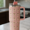 Floral Insulated Travel Tumbler 40oz – Double-Wall Vacuum Flask with Ergonomic Handle & Leak-Resistant Lid (Random Colour) - Image 2