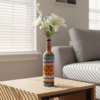 Traditional Truck Art Decorative Glass Bottle Vase – Handcrafted Multicolor Home Decor (750ml)