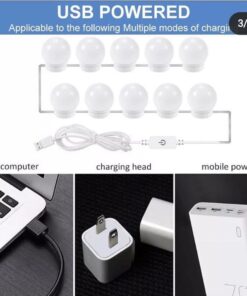 Vanity Light LED Bulbs for Makeup Mirror Stand 10 Bulbs with 3 Light Modes