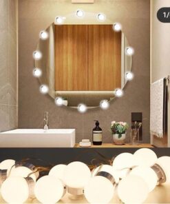 Dimmable LED Vanity Mirror Lights Kit – 10 LED Hollywood Style Bulbs for Makeup Dressing Table & Bathroom Mirror
