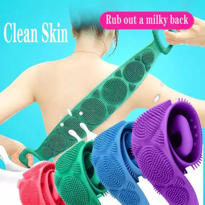 Single Side Silicone Bath Towel Scrubber – Soft Body Cleaning Brush (Random Color) - Image 5