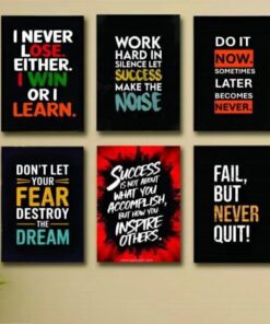 Set Of 6 Motivational Quotes Wooden Frames For Wall Decoration Sticky Photo Tiles With Double Tape Strong Build Elegant Finish Reliable Utility Compact Style Perfect Choice For Inspiration