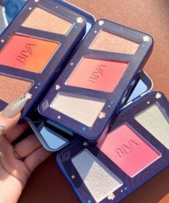 3 in 1 Colors Facial Blush Gradual Powder Blusher Shimmer Highlighter Three-dimensional Brightening Powder Blusher Palette - Biya Korean Highlighter & Blush Palette
