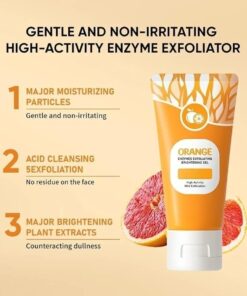 Orange Enzyme Exfoliating Gel Natural Skin Care Formula Brightens Complexion Removes Dead Skin Cells Enhances Smooth Radiant Glow