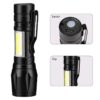 Mini Rechargeable LED Flashlight – Waterproof Torch with USB Fast Charging & Side Lamp (Metal Body)