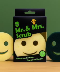 Smiley Face Scrub Sponge – Mr. & Mrs. Scrub | Gentle on Surfaces