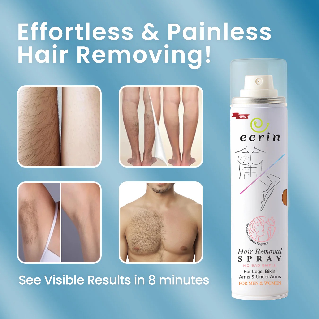 New Ecrin Hair Removal Foaming Spray - Advance Formula with Refreshing Fragrance (200ml) - Image 4