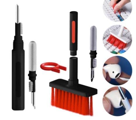 Soft Brush 5 in 1 Multi-Function Cleaning Tools Kit for Keyboard Earphone Cleaner Soft High-Density Brush Set (Random Color) - Image 4