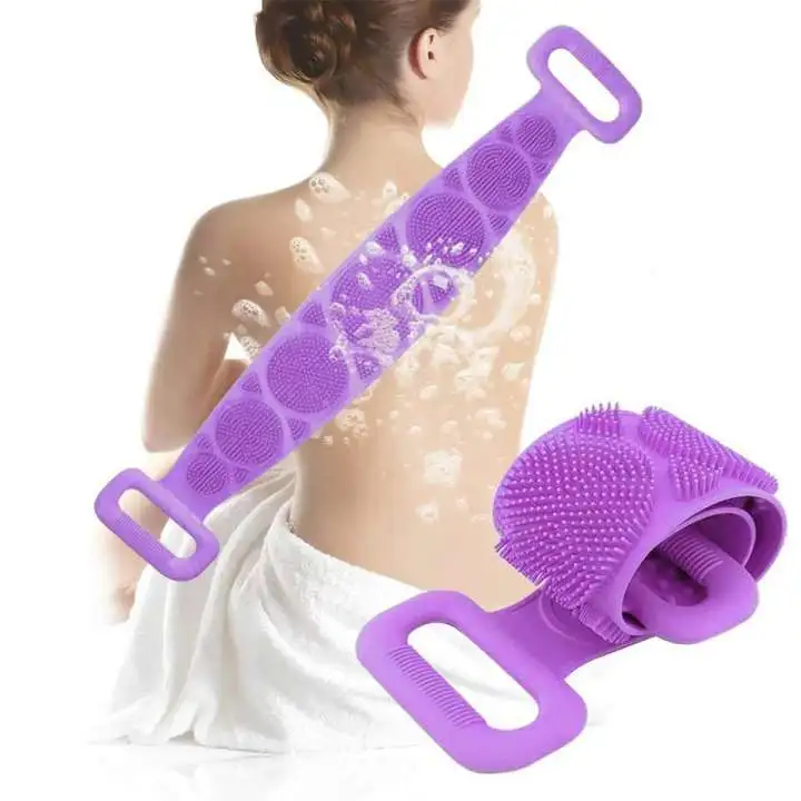 Single Side Silicone Bath Towel Scrubber – Soft Body Cleaning Brush (Random Color) - Image 4