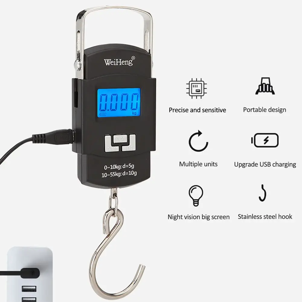 50kg Digital LED Screen Luggage Weight Scale Luggage Weighing Machine Digital Weighing Machine For Luggage Scale Heavy Duty Portable (50kg110lb) Black - Image 5