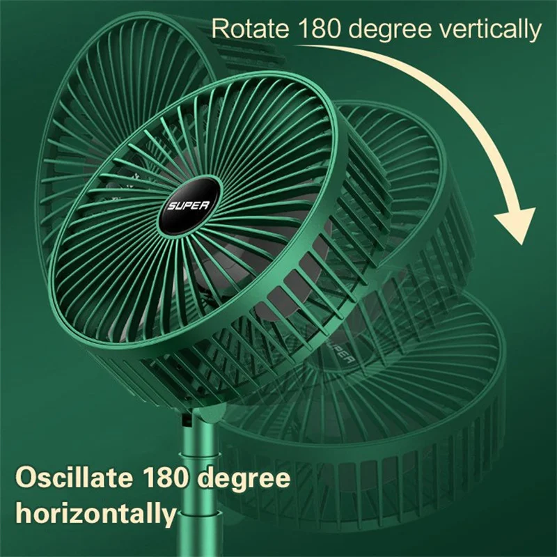 Rechargeable - Portable Telescopic Folding Fan | USB Foldable | Table Desk Fan | Telescopic Design Floor | 3 Speeds Adjustable height Fan (Random color) - Image 4