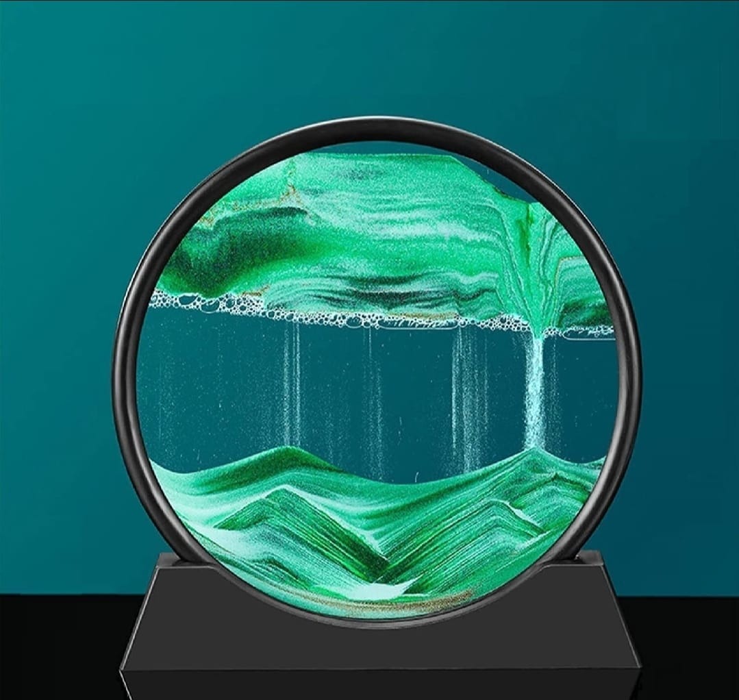 3D Dynamic Moving Sand Art Table Lamp with Wooden/Metal Stand: LED Sandscape Quicksand Night Light for Relaxing Home Decor. This Mesmerizing - Image 3