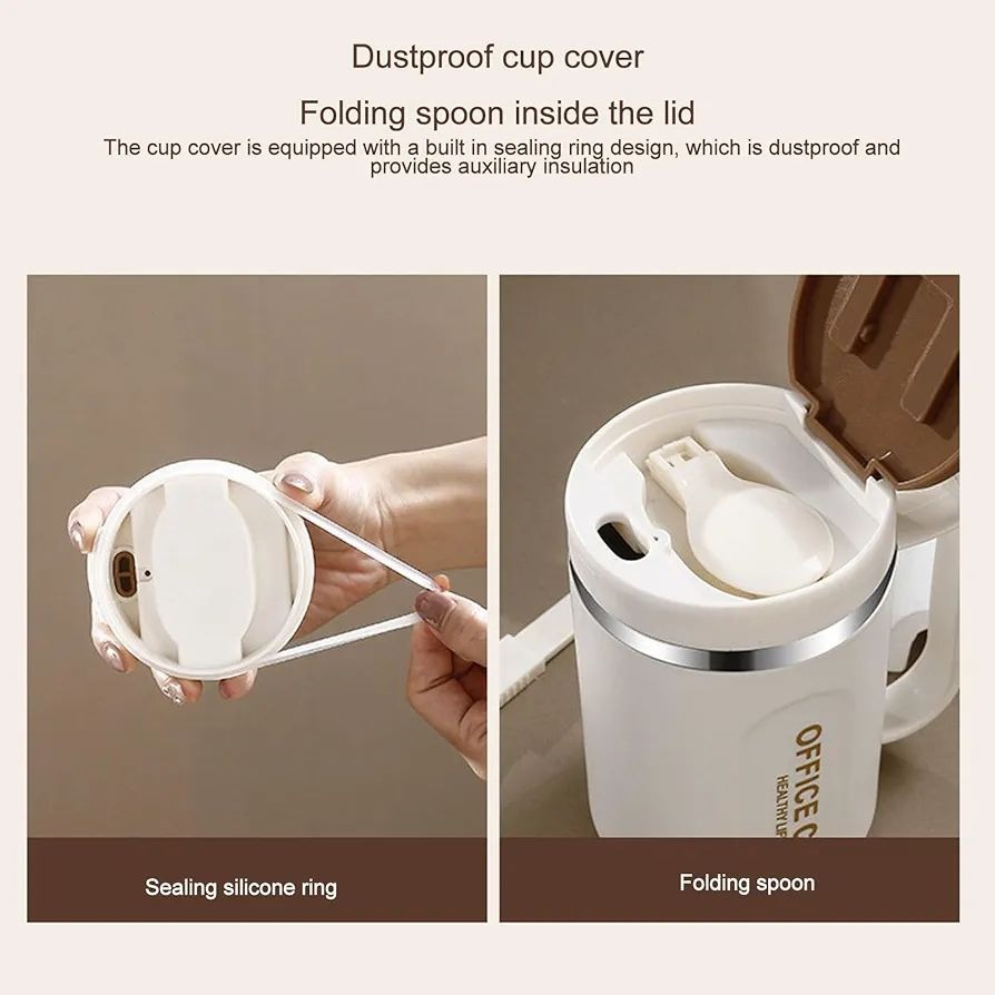 Stainless Steel Coffee Mug | Insulated | Anti?Slip Bottom | With Spoon | Office & Home Use - Image 4