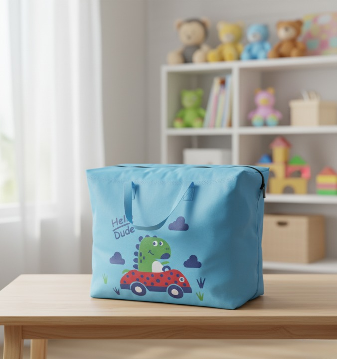 Large Capacity Storage Bag With Cute Dinosaur Print – Foldable