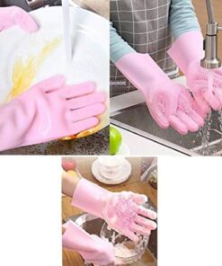 Silicone Washing Full Finger Gloves - For Home (Random Colors)