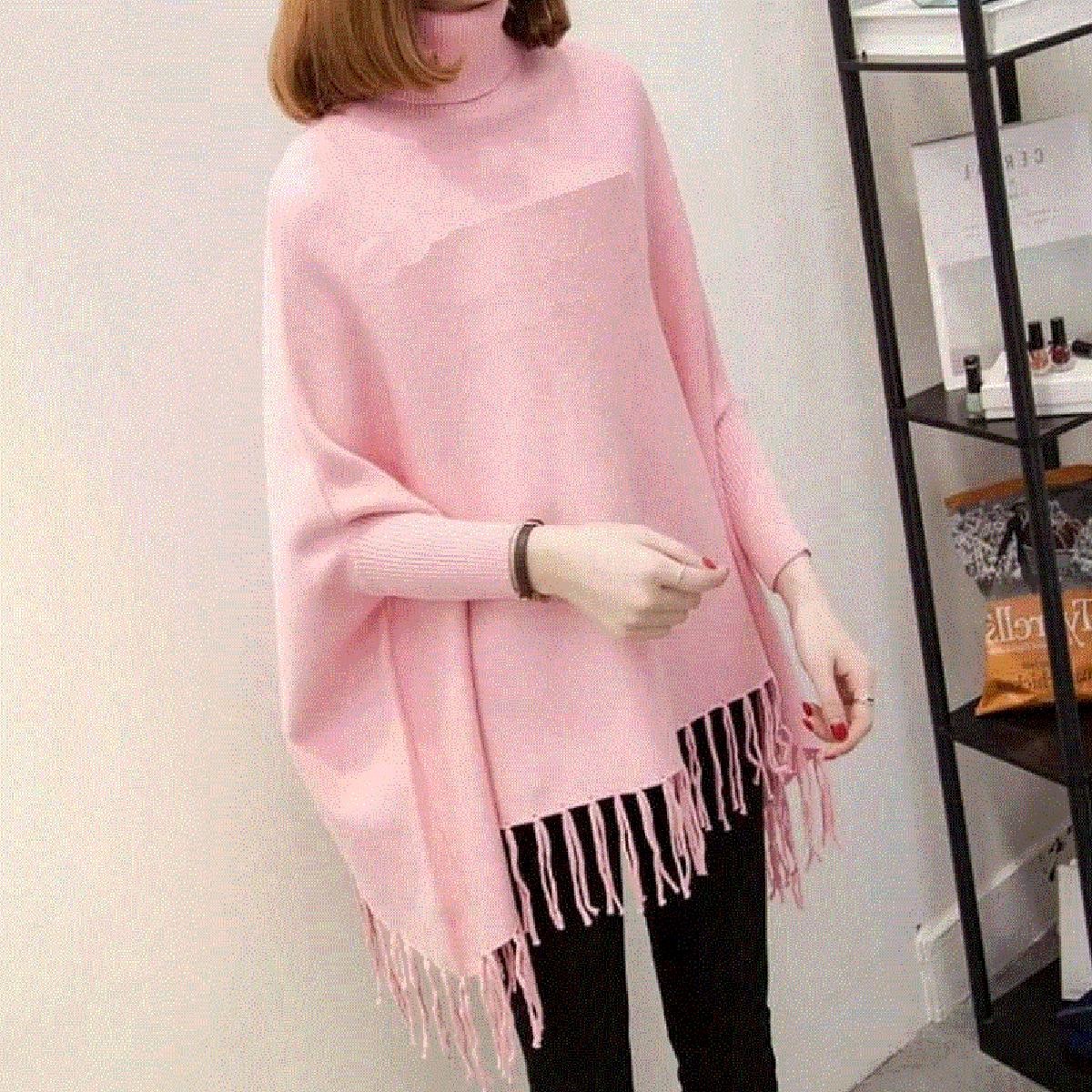 Stylish Pink Fleece Poncho - Free Size