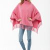Winter Fleece Poncho with High Neck, Tassel Design & Adjustable Short Sleeves – For Girls/Princess Free Sizes - Image 3