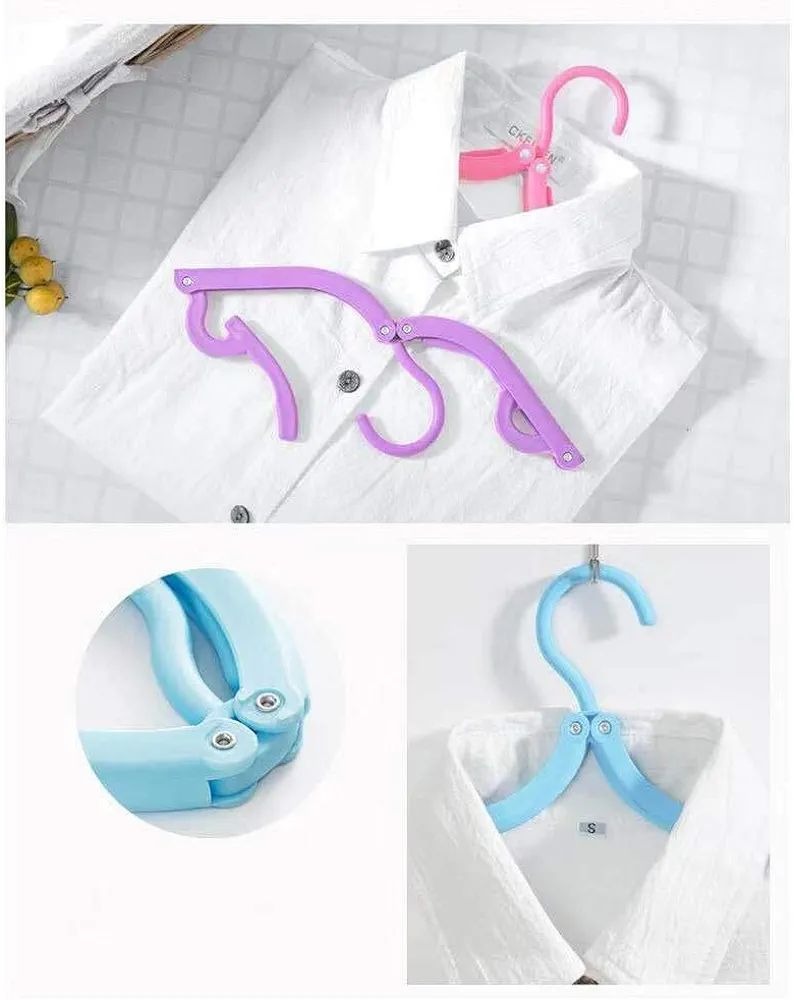 Portable Folding Clothes Hangers with Slots – Pack of 10 Durable Travel-Friendly Hangers. ( Random Colour ) - Image 4