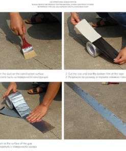 Aluminum Foil Super Fix Adhesive Butyl Strong Waterproof Tape Adhesive Tape Stop Leak Seal Repair Tape Crack Thicken Tape (Width 2in Lenght 8 Yard)