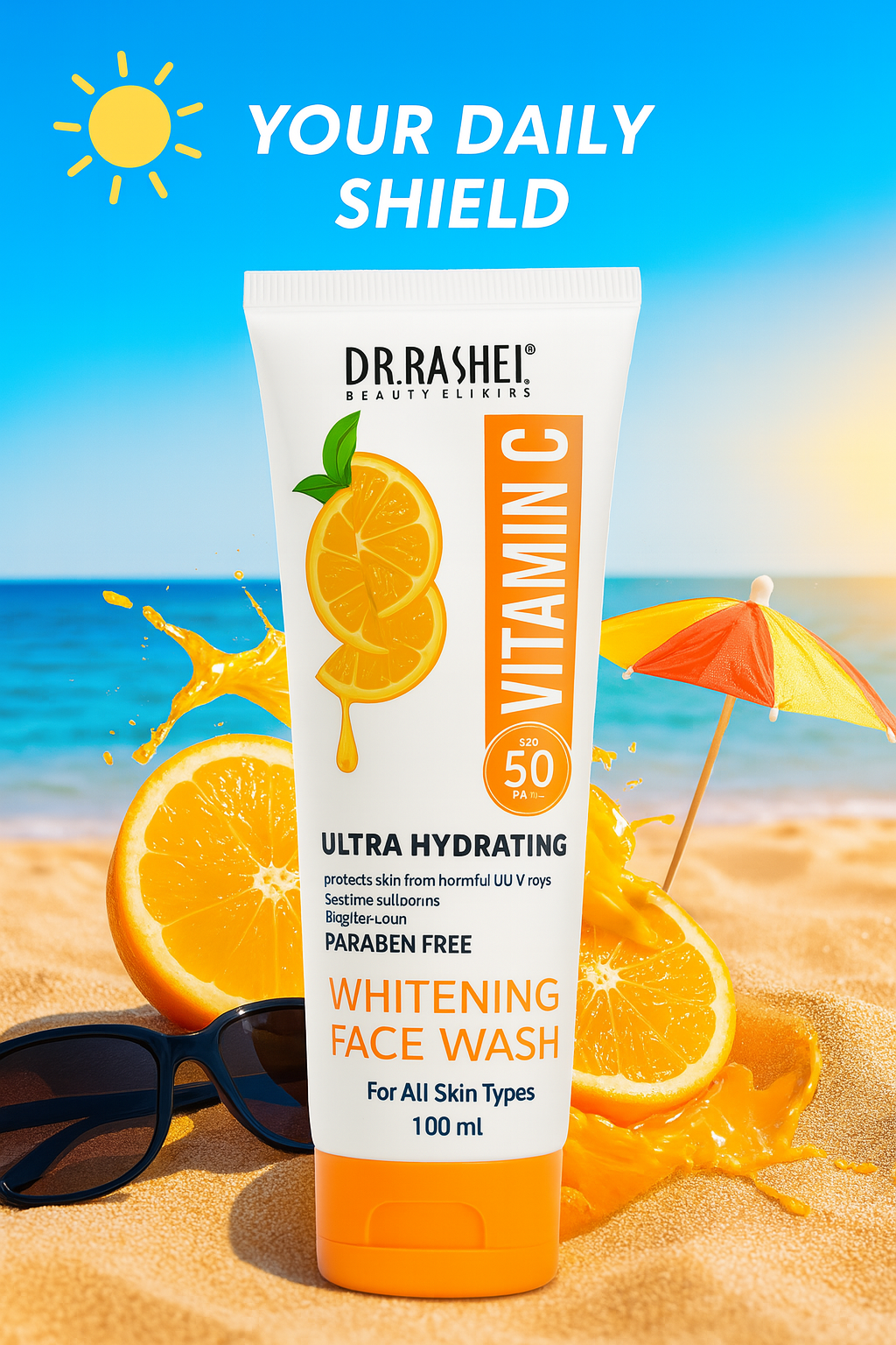 Dr Rashel Vitamin C Ultra Hydrating Whitening Face Wash – Brightening & Moisturizing Cleanser, 100ml (1 Pc) - Image 3