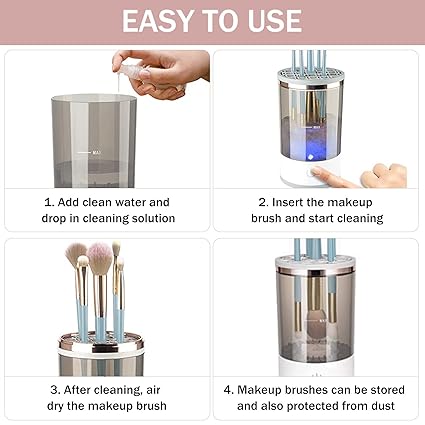3 In 1 Electric Makeup Brush Cleaner Makeup Brushes Drying Rack Brush Holder Stand Tool Automatic Make Up Brush Cleaner Machine - Image 3