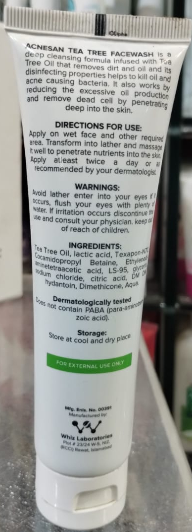 Acnesan Tea Tree Facial Cleanser For Oily Skin Gentle Formula Smooth Texture Deep Cleansing - 100ML - Image 3