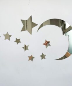 15 stars and 1 moon Silver Acrylic Wall Stickers / Stickers Decals for Kids Girls Bedroom Bathroom Playroom