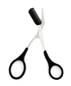 Scissors Eyebrow Trimmer Scissors Comb Stainless Steel Brow Hair Scissors Clips Shaping Grooming Trimmer Makeup Accessories(random color)