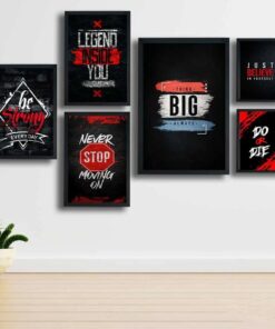 Motivational Wooden Wall Art Frame Set – 6 Pcs Inspirational Quotes | Be Strong