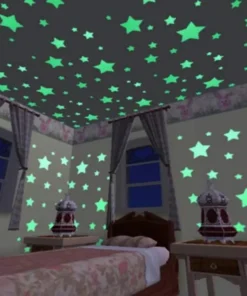 Pack of 100 - Multicolor 3D Glowing Star Night Dark Room Decor