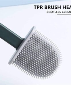 Toilet Brush Silicone Brush Toilet with Quick Drying Holder (Random Color)