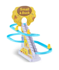 Small Duck Climbing Stairs Toy DIY Racing Track Toy Music Duck Roller Coaster(random color)