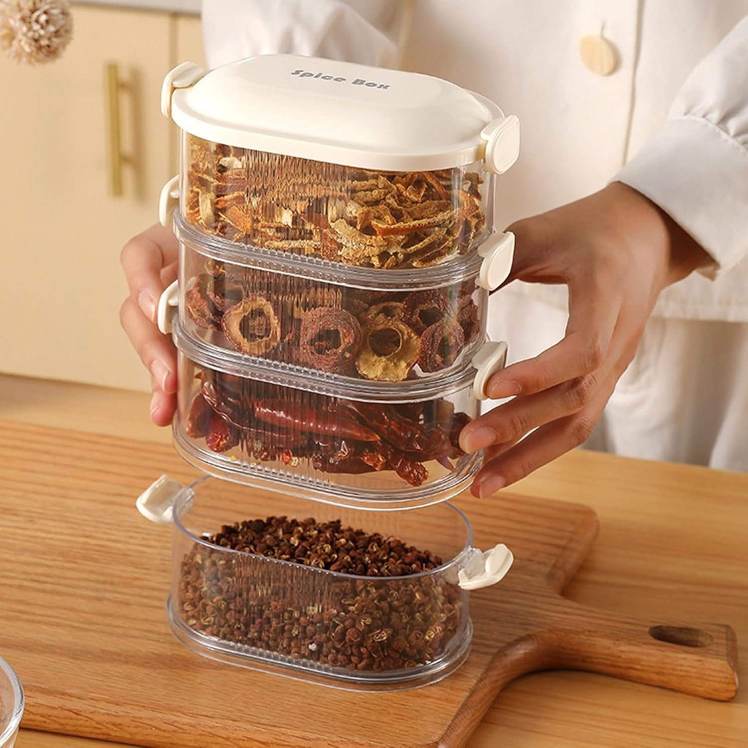 4 Layers Multi-Layered Seasoning Spice Storage Box, Seasoning Storage Box, Multi Tableware Set Accessories for Outdoor BBQ Picnic (random color) - Image 5