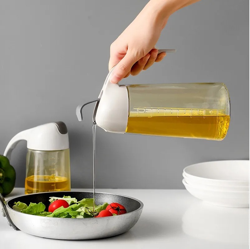 Glass Oil Bottle & Dispenser Jug Dual-purpose Oil Dispenser For Pouring And Spraying, High-pressure sprayer for even oil distribution 450ml (random color) - Image 5