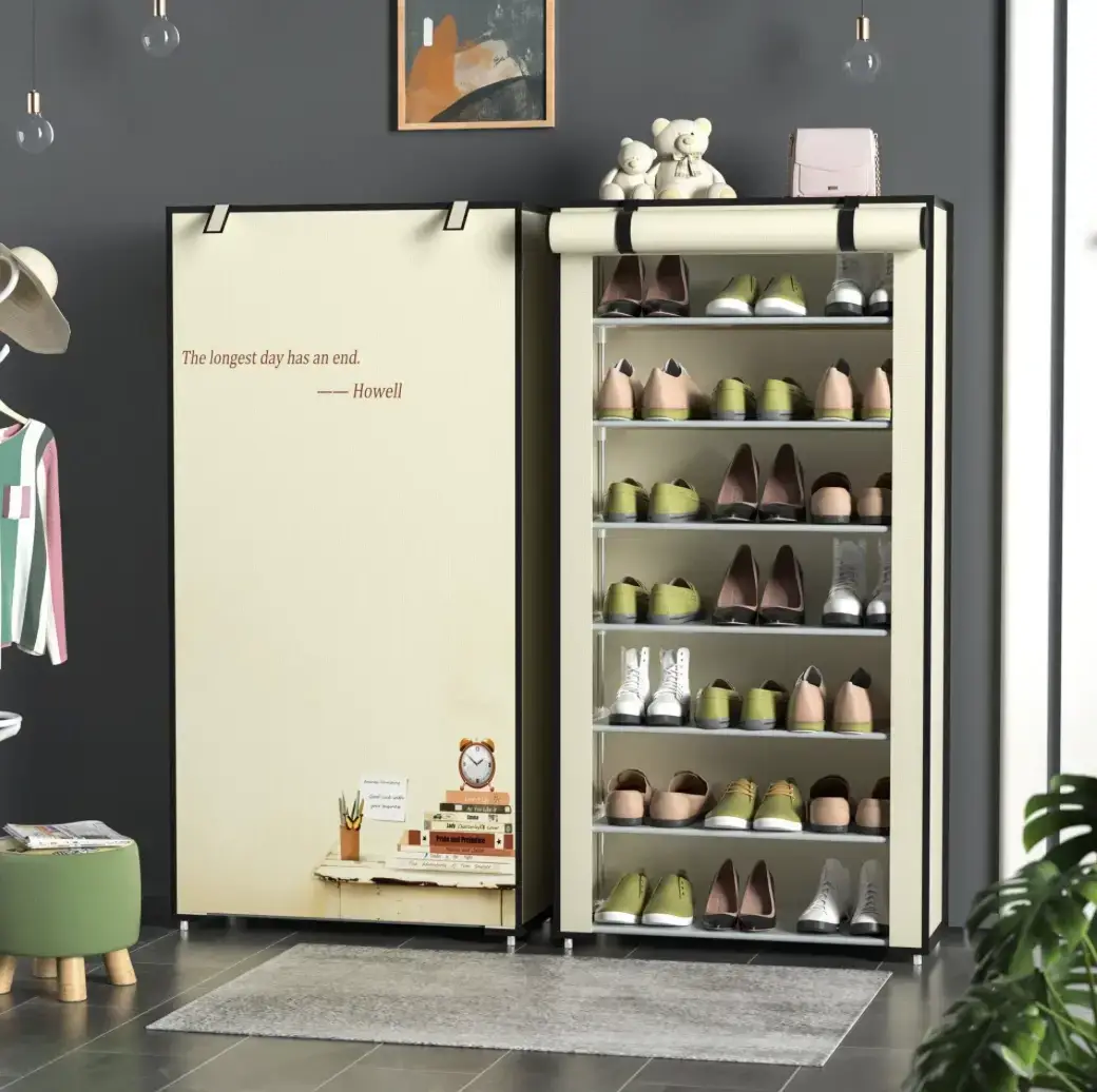 8 Layer Portable Dustproof Shoe Rack Shoe Rack Storage Closet Household Shoe Storage Rack Storage Cabinet (Random Color) - Image 3