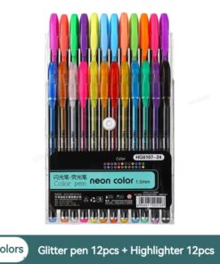 Gel Pen & Highlighter Set | 12 Pens | 1.0mm Color Pen Set for Art