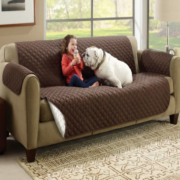 (double SofaR COVER) EVERSIBLE WASHABLE COUCH Sofa COAT COVER - Brown - Image 2