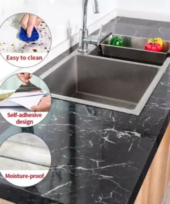 Self Adhesive Marble Sheet for Kitchen / Waterproof Anti Oil & Heat Resistant Wallpaper Sheet (Random Color)