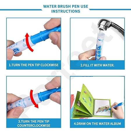 Magical Drawing Books With Pen, Water Reveal Activity Book For Kid (random Design Books) - Image 3