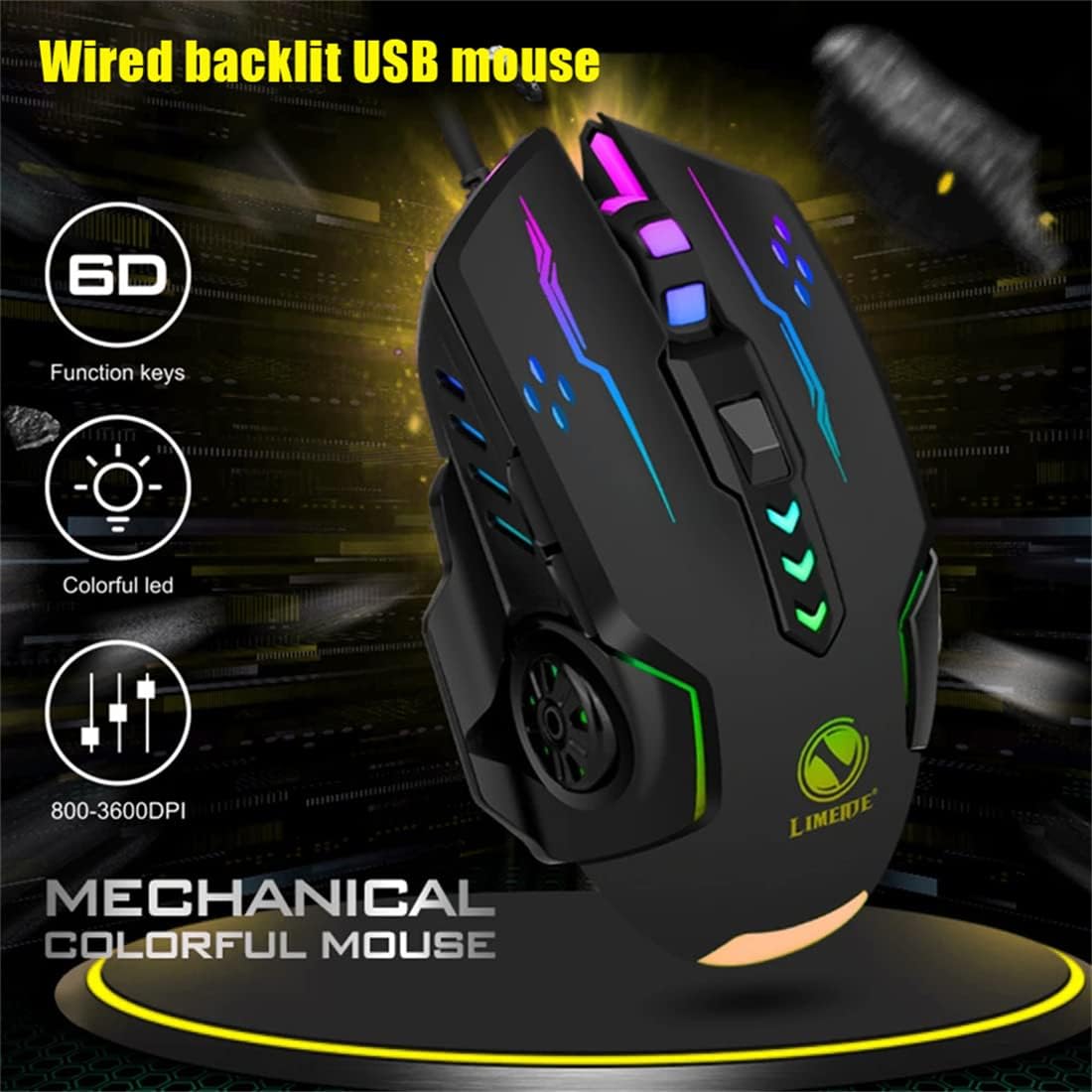 Gaming Glowing Mouse Backlit E-sports Colorful LED Light Mouse For Laptop PC Computer Gamer - Image 2