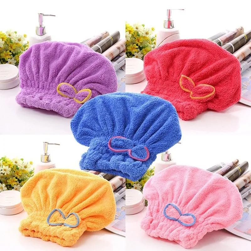 Hair Drying Towels, Ultra Absorbent Hair Drying Cap Towel for Women Adults or Kids Girls(random color ) - Image 3