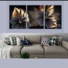 Luxury Floral Wall Art Set – 3 Wooden Frames (8x11”) with Elegant Black & Gold Botanical Design | Easy Wall Mounting with Double Tape - Image 2