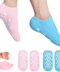 1 Pair Reusable Silicone Spa Gel Socks For Dry Feet And Cracked Heel Treatment – Moisturizing Hydrating Softening And Skin Smoothing Overnight Foot Care (Random Color)
