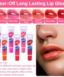 Pack Of 6 High Pigmented Lip Gloss Lipstick Tattoo Peel Off Durable Waterproof Tattoo Lip Gloss Easy Peel Off Lip Gloss