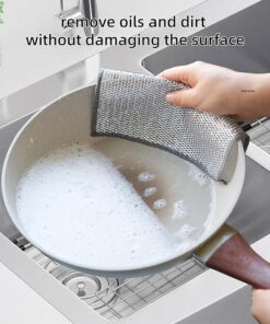Combo Deal Disposable Food Cover Plastic Wrap 100 Pcs + 2 Pcs Dishwashing Rug | Reusable elastic food storage covers & Metal Wire Dish Washing Rugs For Kitchen