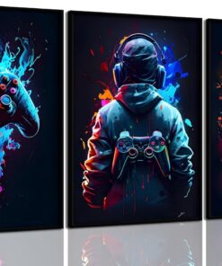 3Pcs Cool Gaming Wall Art Retro Video Game sticky phototiles wall frames