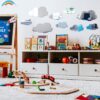 8 Pcs Acrylic Cloud Shape Mirror Wall Art Decor Cloud Mirror Stickers Decals for Kids Girls Bedroom Bathroom Playroom silver