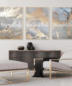 3PCS Islamic Calligraphy Wall Frame Set: Arabic Calligraphy Art for Bedroom and Drawing Room Decor