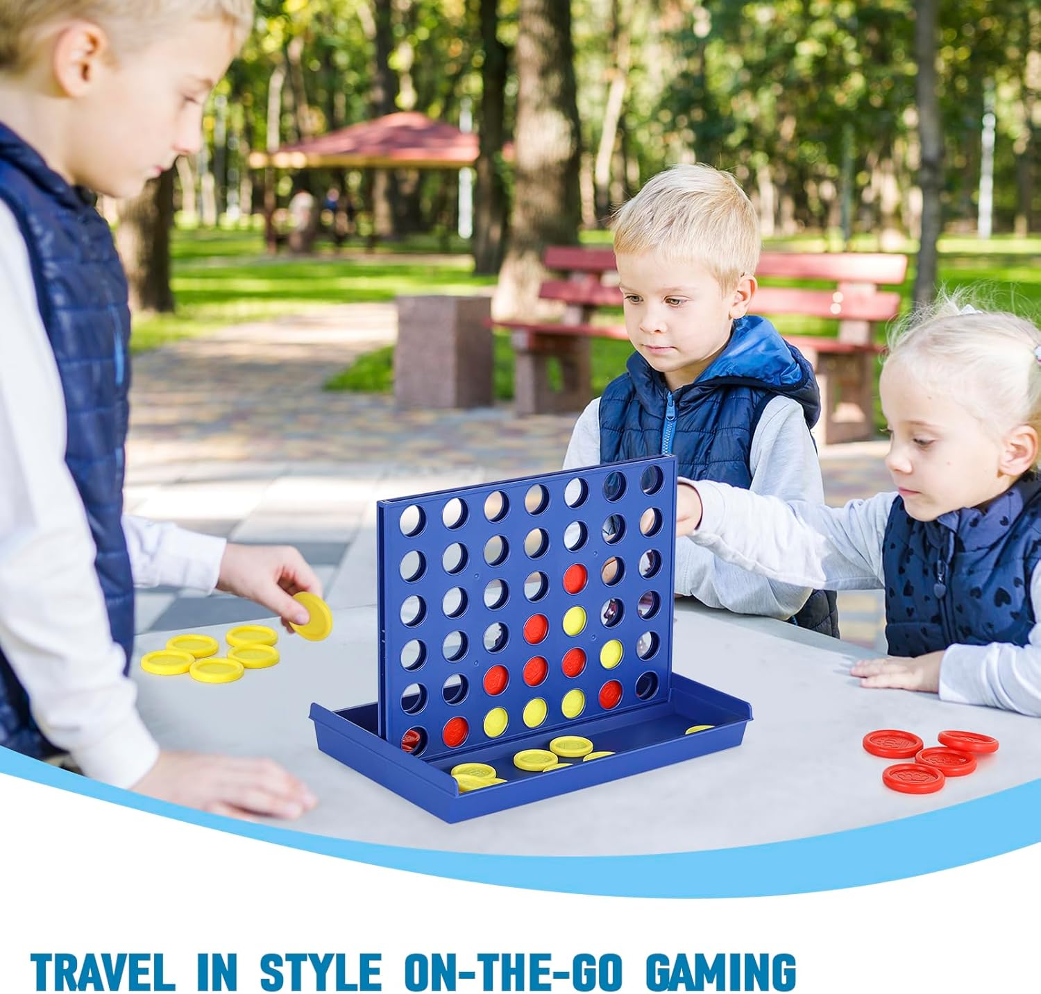 4 IN A ROW Board Game for Kids / Travel Board Game / Board Games Indoor & Outdoor